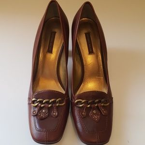 Antonio Melani brown leather heels sz 9.5
